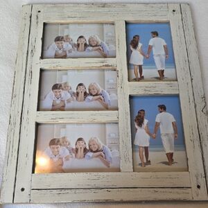 Distressed White Multi-Opening Photo Frame by